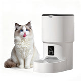 Garvee Automatizador de Alimentación para Gatos 4L, Capacidad para 6 Comidas al Día, Doble Fuente de Alimentación Eléctrica, Blanco, para Gatos y Perros Pequeños - Blanco
