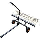 Garvee Rastrillo de Paja de Pino 152 cm con 24 Púas de Acero de Resorte y Ruedas Inflables de 10 Pulgadas para Tractor y ATV Negro