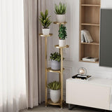 Garvee Soporte para plantas de metal Garvee con pies antideslizantes, estante para plantas de esquina para interiores y exteriores, para jardín, balcón, sala de estar, compacto, estable, Oro - Dorado