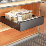 Garvee Organizador Extraíble de Acero Carbono para Gabinetes, Cajones Expandibles Adhesivo, Cocina y Baño, 35 cm, Soporta 25 kg, Silencioso - Negro Ancho Grande 35Cm