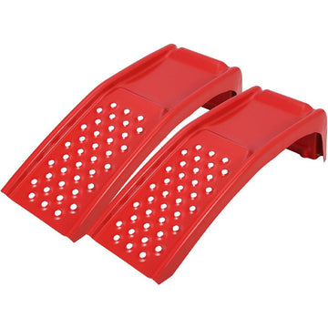 Garvee Set de 2 Ramps Elevadoras para Auto de Acero Sólido 3629 kg Antideslizante Compacto 89×33 cm Ideal para Mantenimiento en Garaje Rojo