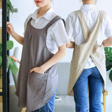 Garvee Pack 2 Delantales De Cocina Para Mujer, Cruzados, 2 Bolsillos, Algodón Y Lino, Cómodos Y Ajustables, Cocina Y Jardín, 72x27cm, Multicolor