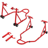 Garvee Soporte para Motocicleta Universal Ajustable Hierro Resistente Antióxido para Taller y Hogar Capacidad 386 kg - Rojo