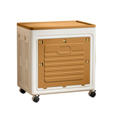 Garvee Cajas De Almacenamiento Plásticas 95L Con Ruedas Y Tapa Plegables Para Dormitorio Y Oficina 48x36x56cm Crema Café