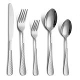 Garvee Juego De Cubiertos 20 Piezas Para 4 Personas Acero Inoxidable Mango A Cuadros Hogar Restaurante Plata - Tablero de Ajedrez-Plata
