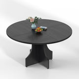 Garvee Esstisch Redondo Landhausstil 120 cm, MDF, Base Robusta, Fácil Montaje, Ideal Para Comedor Y Apartamento, Natural - Negro