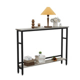 Garvee Mesa Consola Estrecha 2 Niveles Estilo Granero Estructura Metálica Negra para Pasillos y Salones 100 cm Gris - Gris