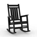Garvee Silla Mecedora de Exterior de HDPE, Asiento Sobredimensionado con Apoyabrazos Anchos, Resistente a Todo Clima para Jardín y Porche, Negro - Negro