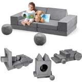 Garvee Sofá Modular Infantil Convertible con 12 Piezas, Espuma Suave, Funda Lavable, Resistente y Versátil para Sala de Juegos, Multicolor - Gris Oscuro
