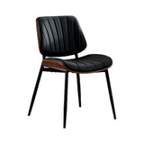 Garvee Set 2 Sillas Comedor Modernas en PU-Leder, Respaldo Curvo de Nogal, Patas Metal Negro, Diseño Mid-Century, Cómodas y Resistentes para Cocina y Oficina