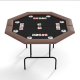 Garvee Mesa de Juegos con Patas Metálicas  Superficie Resistente para 8 Personas - Marrón con Taza de Acero