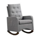 Garvee Schaukelstuhl Moderno Y Cómodo Con Alta Respaldo Y Bolsillos Laterales Para Sala Y Habitación Infantil, Gris Claro - Gris Claro