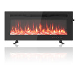 Garvee Chimenea eléctrica ultrafina de 1800W con calefacción, 12 colores de frente de vidrio, óptica de madera/cristal para sala, 101.6cm, negro - Negro
