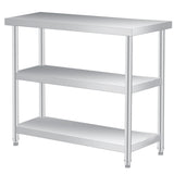Garvee Mesa de Trabajo de Acero Inoxidable de 91x46x86 cm de 3 Niveles Mesa de Preparación Comercial Capacidad de 408 kg Material 201 para Cocina y BBQ, Plata - Sin ruedas