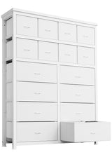 Garvee Cómoda con 16 Cajones Grandes, Estructura de Acero Robusta, Material de Tela, 103x30x130cm, Gris, para Sala y Dormitorio - Rosa