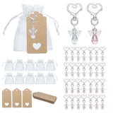 Garvee 30Pcs Llavero Ángel Guardián Zinc Aleación con Cristales - Regalo Baby Shower, Boda, Cumpleaños - Blanco y Rosa