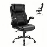 Garvee Silla De Oficina Ergonómica De Cuero Con Respaldo Lumbar De Resortes Y Reposacabezas Ajustable, Asiento Acolchado, Diseño Ejecutivo Para Oficina Y Hogar - Negro