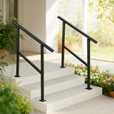 Garvee Barandilla Ajustable para Escaleras de Exterior, Metal Negro, Seguridad Antideslizante, Para Porche y Jardín - Negro