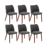 Garvee Juego de 6 Sillas de Comedor Tapizadas en Cuero PU con Respaldo de Ala Cojines de Alta Densidad y Patas de Madera 42x47x78 cm Gris Oscuro - Gris Oscuro