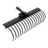 Garvee Rastrillo Paisajístico 125 cm Acero Carbono 40Cr Q235 17 Dientes Anticorrosivo Compatible con Receptor 5 cm Jardineros, Propietarios Tractores ATV UTV, Jardinería, Limpieza Negro