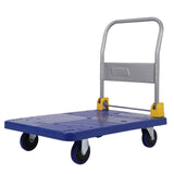 Garvee Carretilla Plataforma Plegable Acero 600 kg Ruedas de Goma 10 cm Mango Tubular con Agarre Acolchado para Hogar y Almacén - Azul & Gris