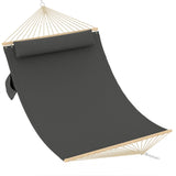 Garvee Hamaca de Lujo de 350 cm con Barras de Madera y Almohada Incluida para Patio Gris Oscuro - Gris Oscuro
