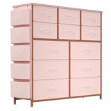 Garvee Cómoda De 12 Cajones Con Estructura Metálica Resistente Rosa Para Dormitorio Sala Y Entrada - Rosa