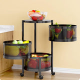 Garvee Carro de almacenamiento de cocina de 3 niveles con cesta desmontable para cocina, baño, sala de estar 30x30x61cm negro - Negro
