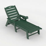 Garvee Chaise Lounge Oversized HDPE con Ruedas y 5 Posiciones Ajustables para Exterior, 198x60x32cm, Verde - Verde