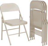 Garvee Pack de 4 Sillas Plegables Metálicas de Acero Beige Acolchadas de 158kg para Eventos y Oficina - Beige