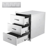 Garvee Cajones para Cocina Exterior de Acero Inoxidable 304, Triple Almacenamiento, Diseño Empotrado para Isla de Cocina y Parrilla, 14x23x21 in, Acero Pulido - Silver