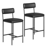 Garvee Juego de 2 Taburetes Comedor con Respaldo Tapizados Cuero PU, para Cocina y Bar, 37×42×95 cm, Color Negro - Negro