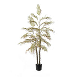 Garvee Palma Artificial Doble Polo Planta Falsa Tropical Grande Plástico Duradero Realista Hogar Oficina Verde Roja - Rojo