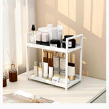 Garvee Estantería de cocina de 2 niveles, organizador resistente de hierro y PP para cocina y baño, diseño doble, montaje rápido - Blanco