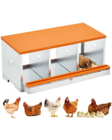 Garvee Caja De Nido Para Pollos 3 Compartimentos Acero Galvanizado Dos Niveles Ventilada Fcil Recoleccin Montaje En Pared - Naranja