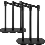 Garvee Set de 6 Postes de Barrera para Control de Multitudes, Cinturones Retráctiles Negros, Base de Goma Rellenable de Agua, Acero al Carbono Esmaltado Negro, 2m, Fácil Montaje para Eventos - Negro-6