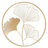 Garvee Escultura Mural en Metal Dorado - Hojas de Ginkgo 3D - Decoración para Salón, Comedor y Baño - Juego de 3 Piezas