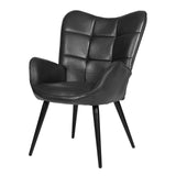 Garvee Silla de Comedor Casual en Lino y Gamuza con Asiento Profundo y Respaldo Alto, Espuma Alta Densidad, Patas Metálicas Antideslizantes, Moderna para Comedor - Negro