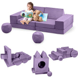 Garvee Sofá Modular Infantil Convertible con 12 Piezas, Espuma Suave, Funda Lavable para Sala de Juegos, Versátil y Resistente, Multicolor - Morado