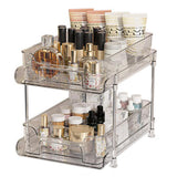 Garvee Organizador de Esquina Baño Estante Maquillaje 2 Niveles Bandejas Transparentes Estantes Extraíbles Separador Encimera - Transparente