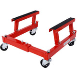 Garvee Carretilla para Motor de Motocicleta 680kg, Acero Resistente, Ruedas 360°, Almohadillas de Goma, 4 Puntos de Amarre para Taller - Rojo