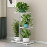 Garvee Metal 3-Tier Estante Plantas Interior esquina soporte macetas sala estar balcón jardín patio decoración hogar plantas pequeñas blanco - Blanco