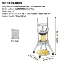 Garvee Cortador Comercial de Verduras y Frutas con Cuchillas de Acero Inoxidable 1/4 Pulg, Mango Ergonómico, Base Antideslizante para Cocina Profesional y Hogar