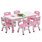 Garvee Mesa y 6 sillas para niños con caja de almacenamiento, altura ajustable, para aula y hogar, color variado - Rosa