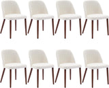 Garvee Juego de 8 Sillas de Comedor Tapizadas en Lino con Patas de Madera de Caucho y Respaldo Ergonómico para Cocina y Restaurante Beige - Beige