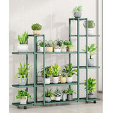 Garvee Soporte para plantas alto con ruedas, estante esquinero de hierro antioxidante para interior, móvil y resistente, ideal para sala y dormitorio - Verde