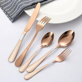 Garvee Set Posate 20 Pezzi Acciaio Inox Con Motivo A Scacchi Per Casa E Tavola, Servizio Per 5 Persone, Finitura A Specchio - Oro Rosa