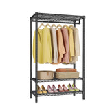 Garvee Perchero De Metal Ajustable 180cm Con 3 Niveles Y 2 Estantes Negro Para Dormitorio