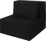 Garvee Sofá Cama Convertible Plegable Individual 3-en-1 Espuma Alta Resiliencia Tapizado Corduroy Sala Dormitorio - Negro