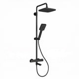 Garvee Juego De Ducha Completo En Acero Inoxidable Con Termostato, Ducha De Lluvia 25cm, Barra Ajustable, Negro Cromado - Negro